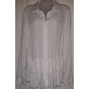 Kori | Ruffle & Fringe Tiered Button-Down Top